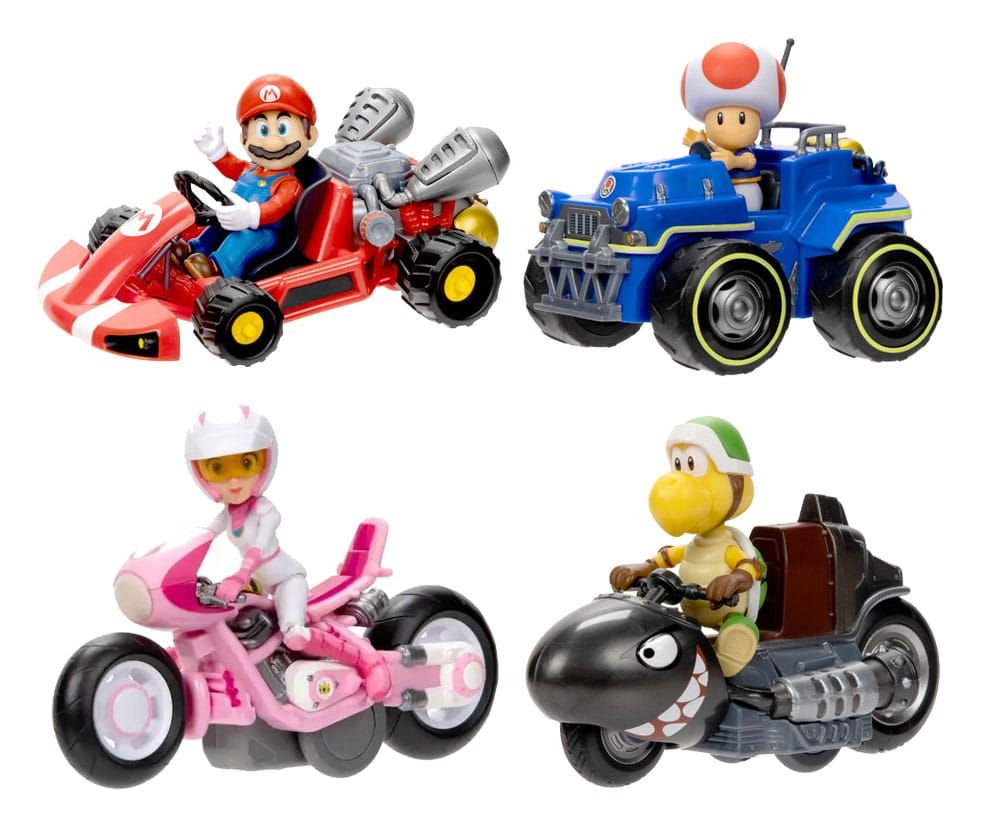 The Super Mario Bros. Movie Mini Figures with Karts 6 cm Sada (6) Jakks Pacific