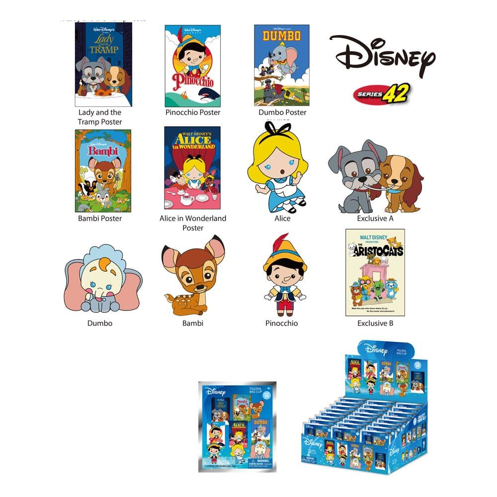 Disney PVC Bag Clips Classic Kolekce Series 42 Display (24) Monogram Int.