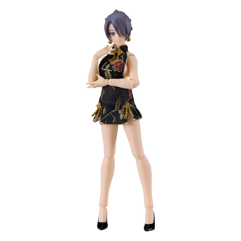 Original Character Figma Akční Figure Female Body (Mika) Mini Skirt Chinese Dress Outfit (Black) 13 cm Max Factory