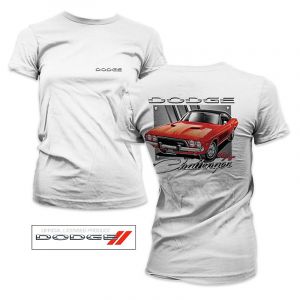 Bílé dámské tričko s potiskem Red Dodge Challenger | S, M, L, XL, XXL