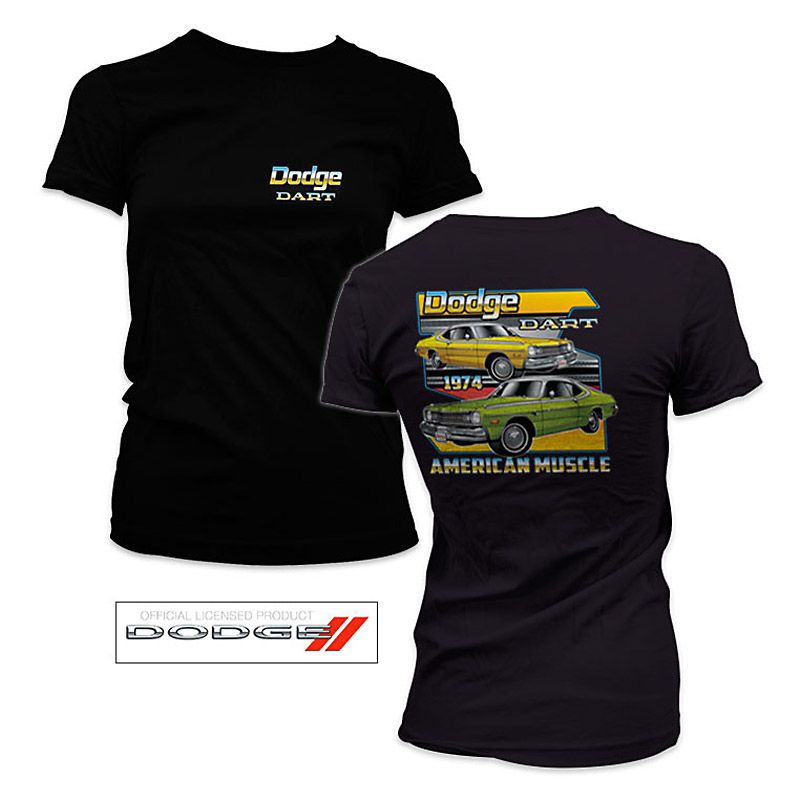Černé dámské tričko s potiskem Dodge Dart Licenced