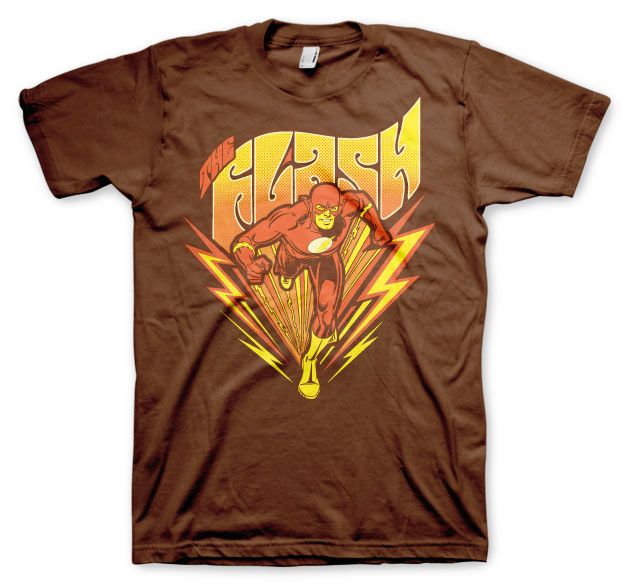 Hnědé pánské tričko s potiskem Flash Classic Licenced