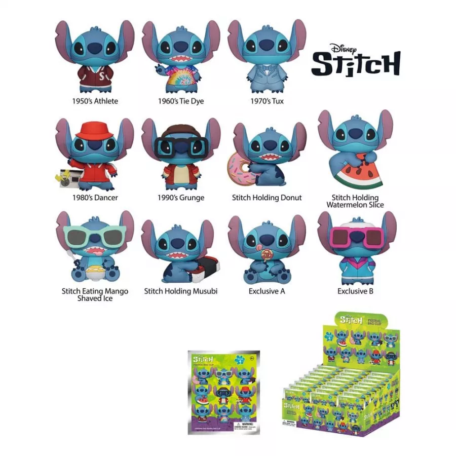Lilo & Stitch PVC Bag Clips Stitch Series 4 Display (24) Monogram Int.