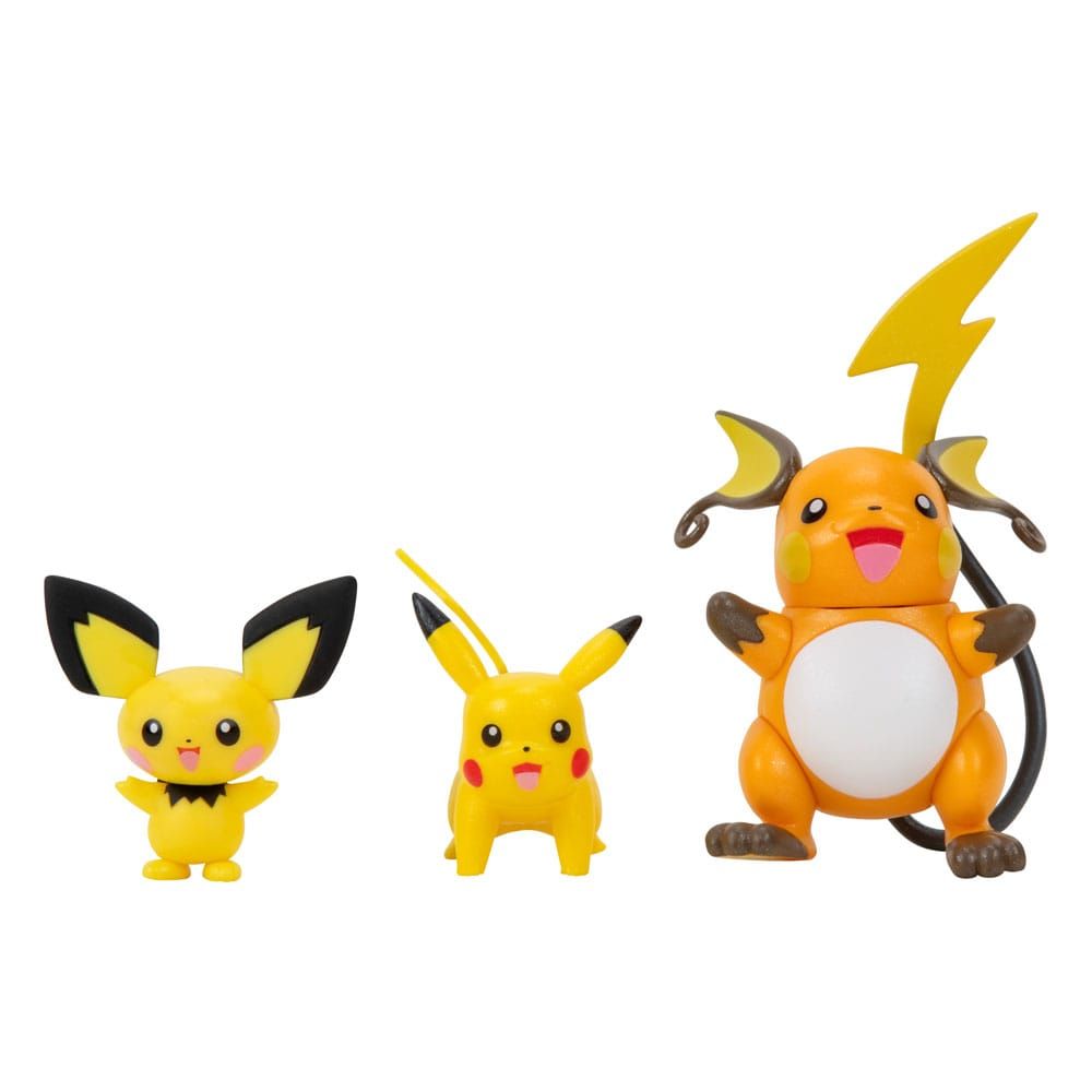 Pokémon Select Akční Figures 3-Pack Evolution Pichu, Pikachu, Raichu Jazwares