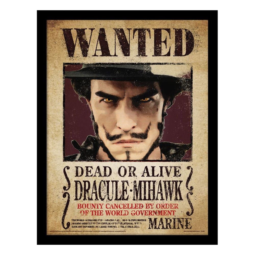 One Piece Collector Print Zarámovaný Plakát Mihawk Wanted Pyramid International