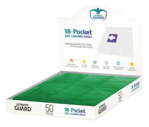 Ultimate Guard 18-Pocket Pages Side-Loading Green (50) - Damaged packaging