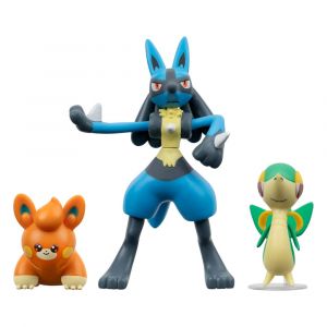 Pokémon Battle Figure Set 3-Pack Snivy, Pawmi, Lucario 5 cm Jazwares
