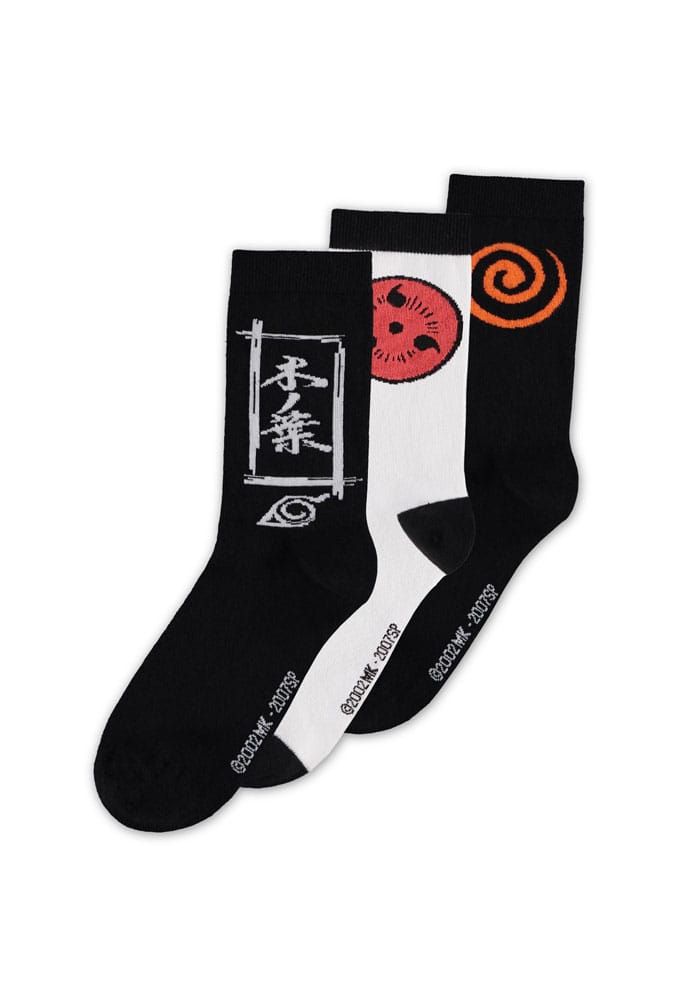 Naruto Shippuden Ponožky 3-Pack Sasuke Symbol 43-46 Difuzed