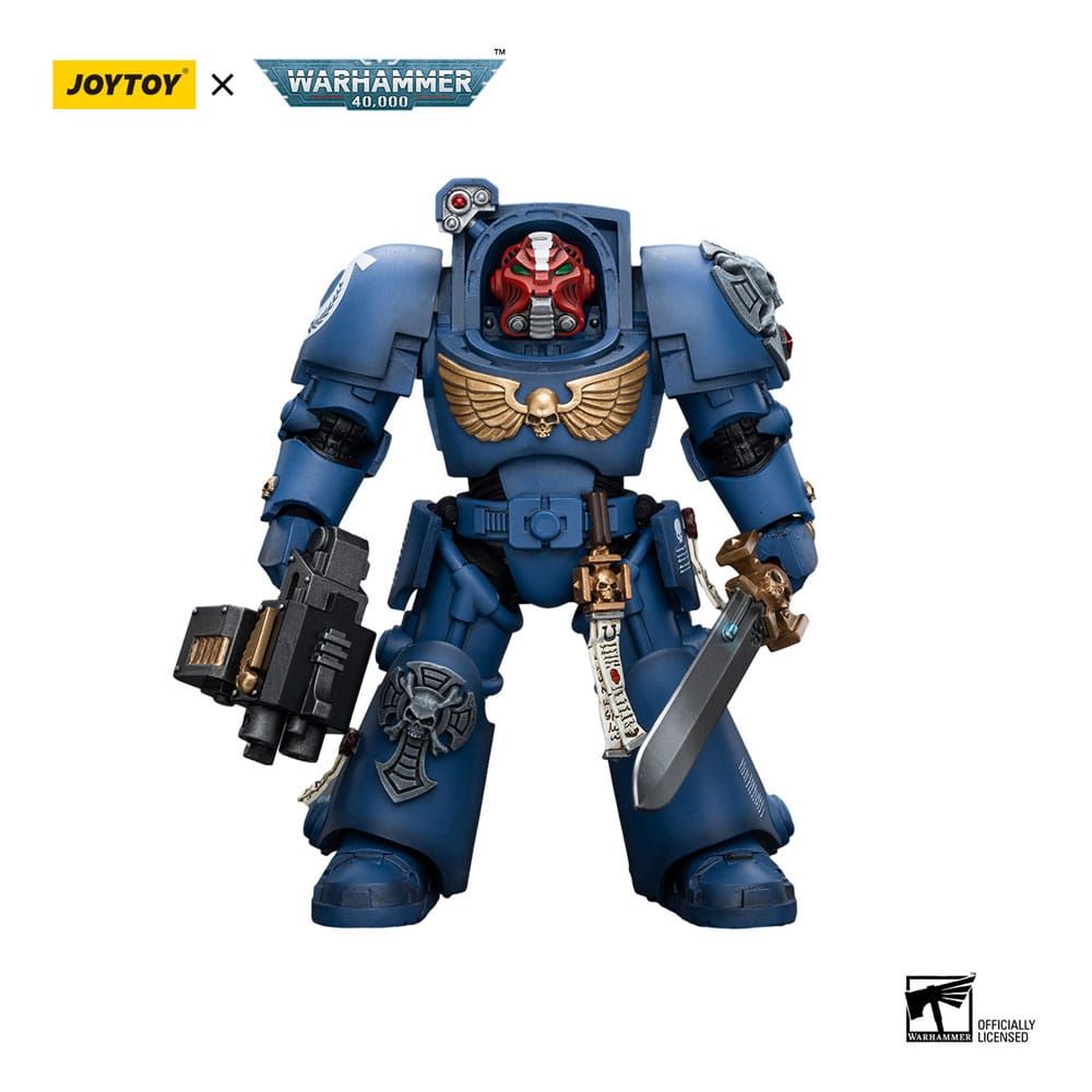 Warhammer 40k Akční Figure 1/18 Ultramarines Terminator Squad Sergeant with Power Sword and Teleport Homer 12 cm Joy Toy (CN)