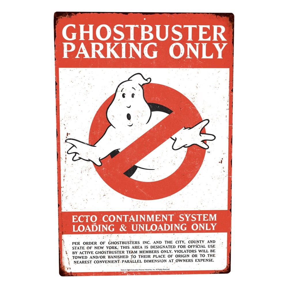 Ghostbusters Metal Sign Parking Trick Or Treat Studios